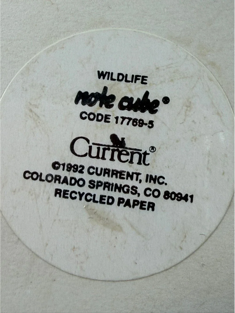 Vintage 1992 Current Wildlife Note Cube Stationery Memo Pad S-17
